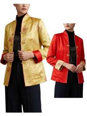 Vintage Mandarin Collar Reversible Jacket